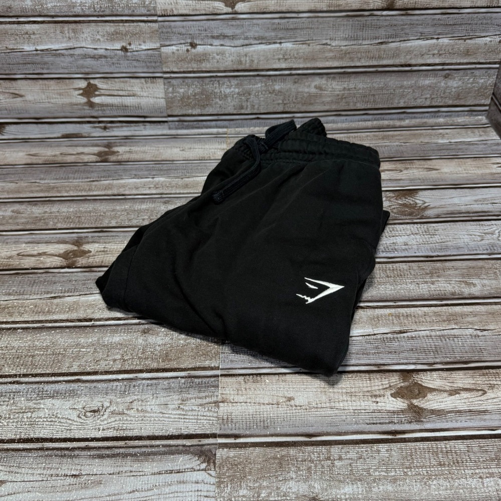 Gymshark Joggers Mens XS Black Crest Logo Cuffed Sweatpants